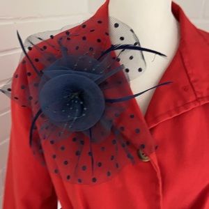 Navy Blue Women’s Fascinator Hair Piece Kentucky Derby Hat Flower Pin